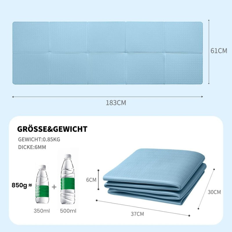 Chargez l'image dans la visionneuse de la galerie, Opvouwbare yogamat TPE antislip 6 mm blauw - happygetfit.com
