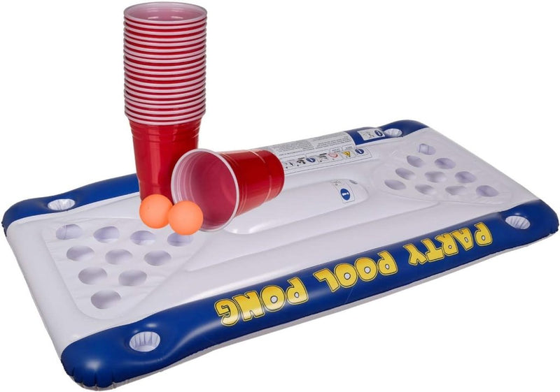 Laad afbeelding in Galerijviewer, Out of the Blue 91/4025 - luchtmatras, Pool Pong Game, ca. 152 x 76 x 15 cm, inclusief 20 kunststof bekers en 2 ping - pong ballen, in geschenkdoos - happygetfit.com
