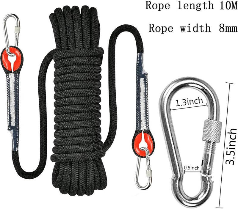 Laad afbeelding in Galerijviewer, Outdoor touw 10 m x 8 mm – gevlochten touw met 2 karabijnhaken voor camping en wandelen - happygetfit.com
