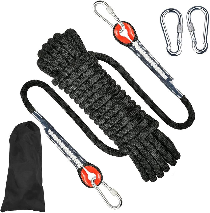 Laad afbeelding in Galerijviewer, Outdoor touw 10 m x 8 mm – gevlochten touw met 2 karabijnhaken voor camping en wandelen - happygetfit.com
