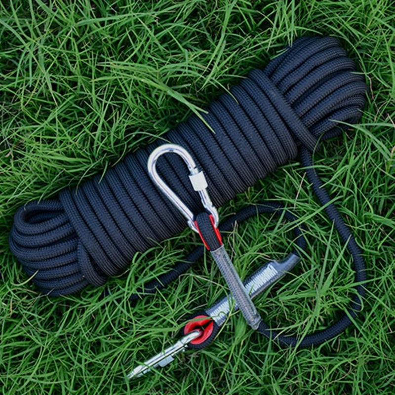 Laad afbeelding in Galerijviewer, Outdoor touw 10 m x 8 mm – gevlochten touw met 2 karabijnhaken voor camping en wandelen - happygetfit.com
