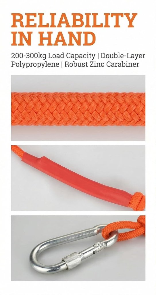 Chargez l'image dans la visionneuse de la galerie, Outdoor touw 20 m x 6 mm – gevlochten polypropyleen met karabijnhaak voor camping en vissen - happygetfit.com

