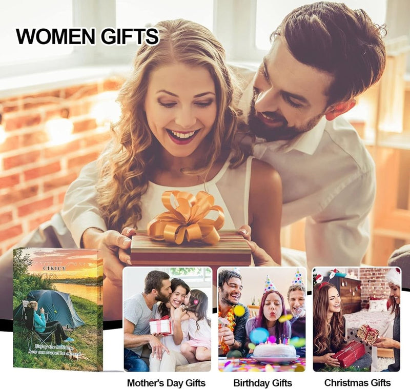 Laad afbeelding in Galerijviewer, Een stel glimlacht als de vrouw een geschenk ontvangt, verpakt in een gouden strik. Ontdek unieke ideeën zoals de Multifunctionele reisurinoir voor vrouwen - Handige draagbare plastrechter voor Moederdag, verjaardagen en Kerstmis.
