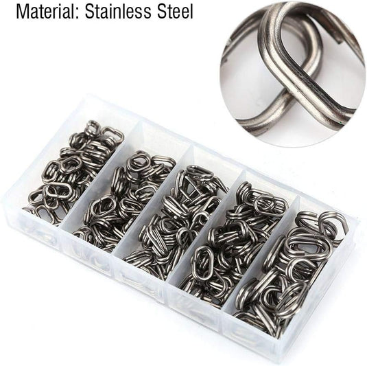 Ovale splitringen 100 stuks 9 x 15 mm van roestvrij staal voor kunstaas en vishaken – visringen – hengelsportmateriaal - happygetfit.com