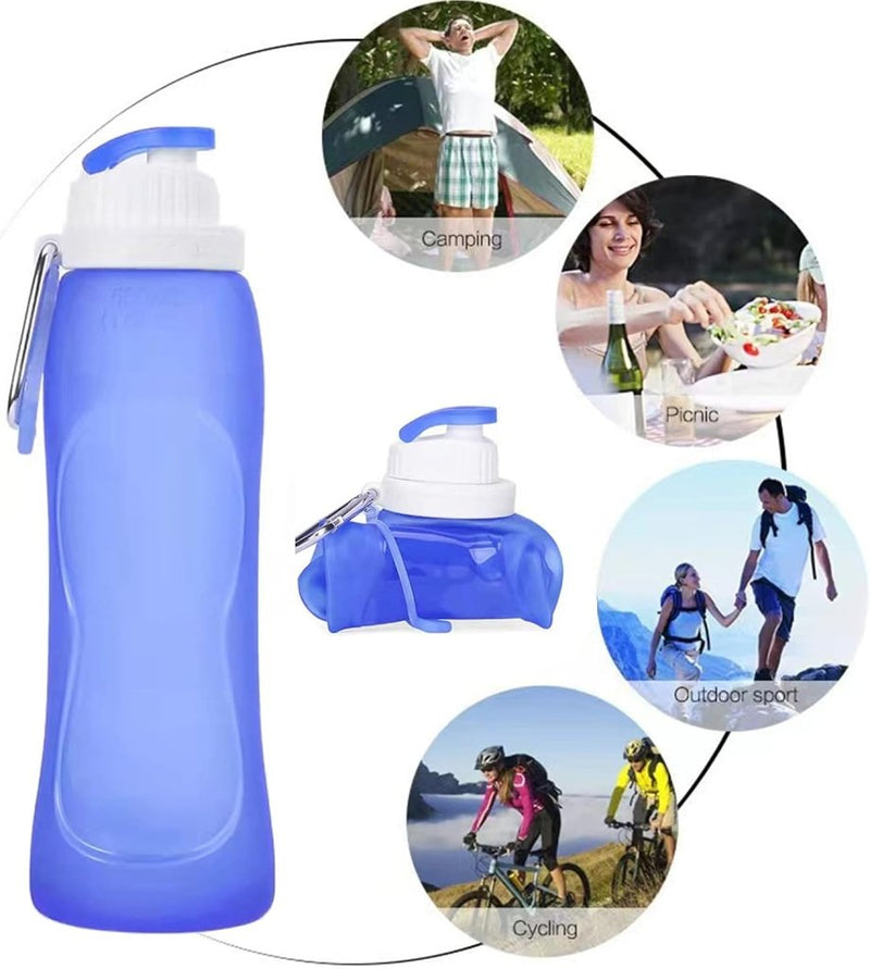 Laad afbeelding in Galerijviewer, PAPU Lekvrije, ultralichte drinkfles van 500 ml, inklapbare waterflessen, BPA-vrij, fles voor sport, fietsen, fitness, outdooractiviteiten, sportfles (blauw) - happygetfit.com
