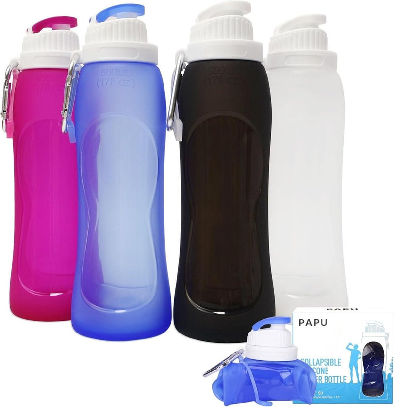 Laad afbeelding in Galerijviewer, PAPU Lekvrije, ultralichte drinkfles van 500 ml, inklapbare waterflessen, BPA-vrij, fles voor sport, fietsen, fitness, outdooractiviteiten, sportfles (blauw) - happygetfit.com
