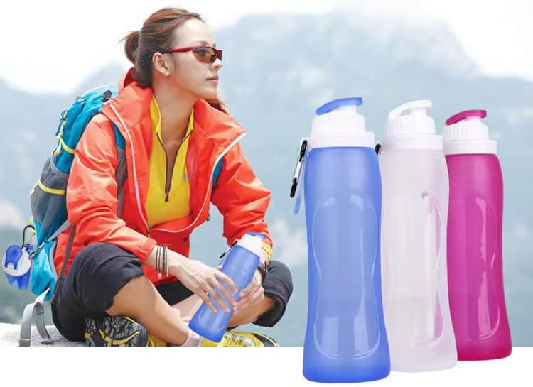 Laad afbeelding in Galerijviewer, PAPU Lekvrije, ultralichte drinkfles van 500 ml, inklapbare waterflessen, BPA-vrij, fles voor sport, fietsen, fitness, outdooractiviteiten, sportfles (blauw) - happygetfit.com
