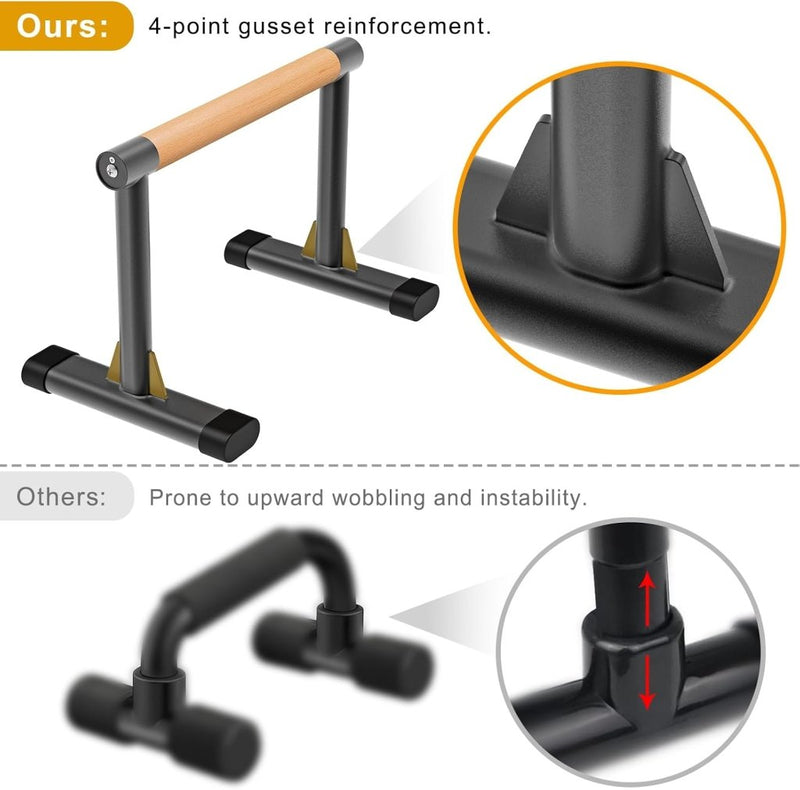 Załaduj obraz do przeglądarki galerii, Parallettes met beukenhouten handgrepen en stalen frame tot 272 kg – push-up bars – calisthenics - happygetfit.com
