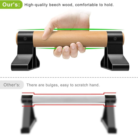 Parallettes met houten handgrepen en stalen frame tot 272 kg – push-up bars – calisthenics - happygetfit.com