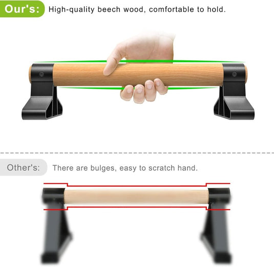 Parallettes met houten handgrepen en stalen frame tot 272 kg – push-up bars – calisthenics - happygetfit.com