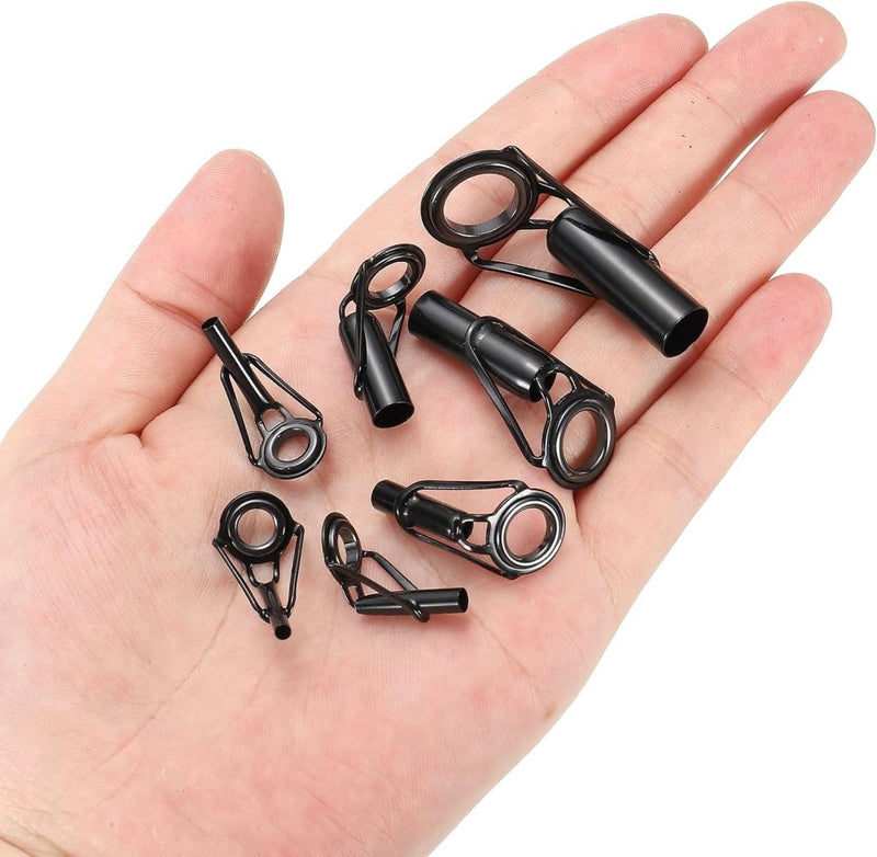 Laad afbeelding in Galerijviewer, PATIKIL 1,6 - 4 mm, vishengel, reparatieset, 6 stuks, roestvrij staal, mast, ring, vervanging voor zout water, zoet water, perzik, zwart - happygetfit.com
