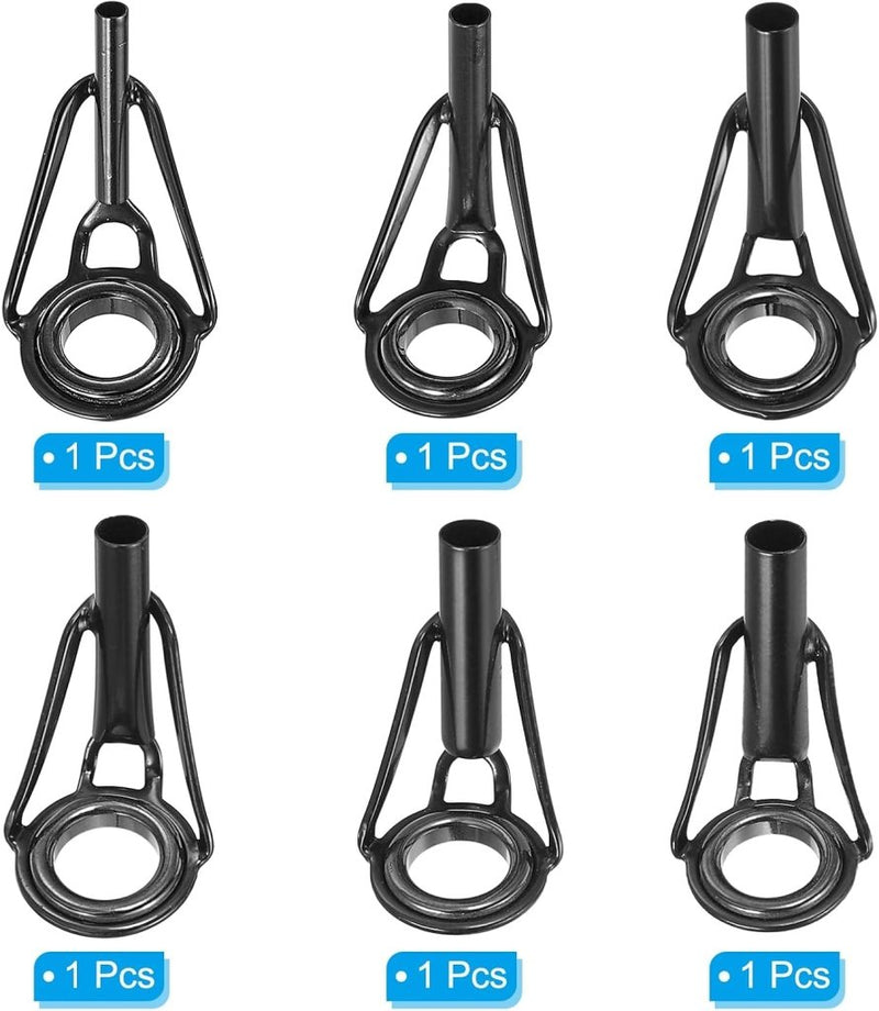 Laad afbeelding in Galerijviewer, PATIKIL 1,6 - 4 mm, vishengel, reparatieset, 6 stuks, roestvrij staal, mast, ring, vervanging voor zout water, zoet water, perzik, zwart - happygetfit.com
