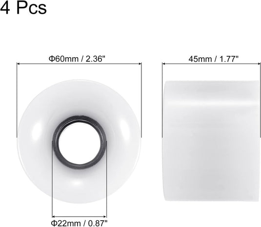PATIKIL 60mm Longboard Wielen, 4 Pack Skateboard Wiel Straat Wielen voor Skateboards Cruiser Wielen Vervanging 78A, Wit - happygetfit.com