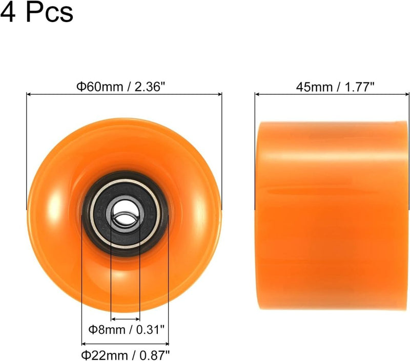 Laad afbeelding in Galerijviewer, PATIKIL 60mm Longboard Wielen met Lagers ABEC-9, 4 Pack Straat Wielen voor Skateboards Cruiser Wiel Vervanging 80A, Oranje Zwart - happygetfit.com
