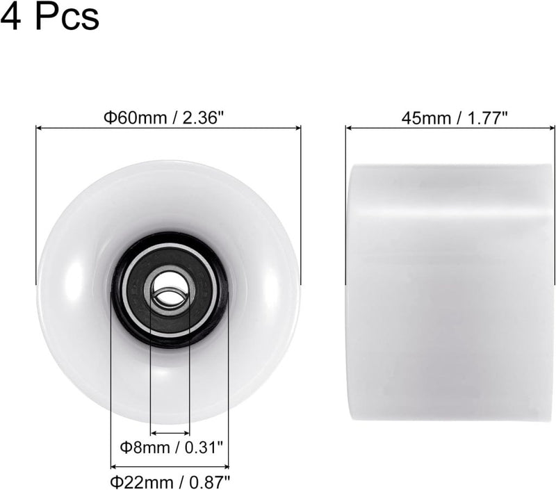 Laad afbeelding in Galerijviewer, PATIKIL 60mm Longboard Wielen met Lagers ABEC-9, 4 Pack Straat Wielen voor Skateboards Cruiser Wiel Vervanging 80A, Wit Zwart - happygetfit.com
