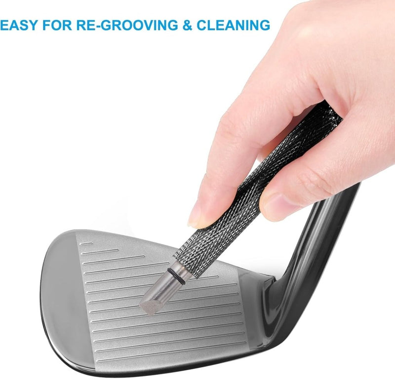 Laad afbeelding in Galerijviewer, PATIKIL Golfclub groefslijper, golfclubslijpers re-groefgereedschap en reiniger voor mannen U &amp; V-groeven wiggen ijzers genereren optimale rugspin, zwart - happygetfit.com
