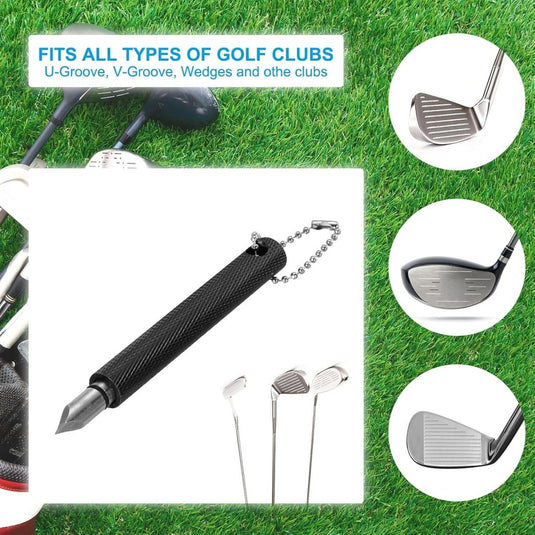 PATIKIL Golfclub groefslijper, golfclubslijpers re-groefgereedschap en reiniger voor mannen U & V-groeven wiggen ijzers genereren optimale rugspin, zwart - happygetfit.com