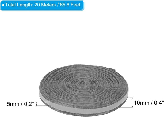 PATIKIL Reflecterende banden, strepen, 10 mm x 22 m, hoge zichtbaarheid, reflecterende banden, opgenaaid, knutselen, waarschuwing, veiligheid, stof, riem voor kleding, regenjassen, donkergrijs - happygetfit.com