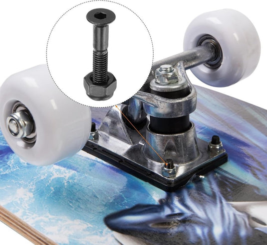 PATIKIL Skateboard Hardware Kit 1 inch, 8 stuks Carbon Steel Grade 8.8 Montage Schroeven Bouten Moeren Set voor Skateboard Cruiser, Zwart - happygetfit.com