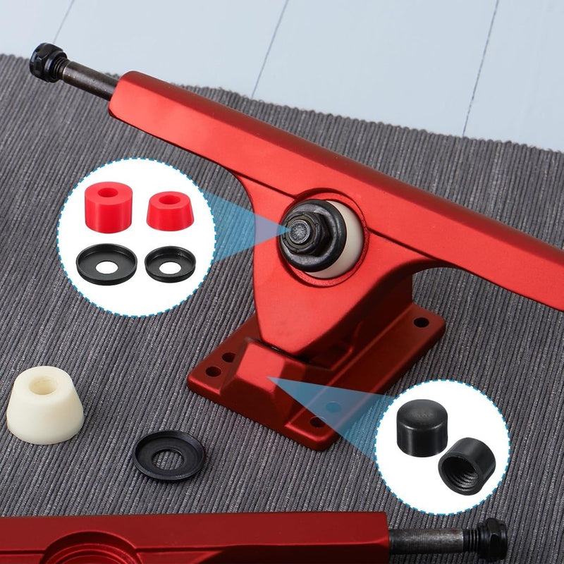 Load image into Gallery viewer, PATIKIL Skateboardbussen, 90A PU Longboard Truck Rebuild Kit Bussen Ringen Pivot Cups voor Outdoor Skateboard Onderdelen, Rood - happygetfit.com
