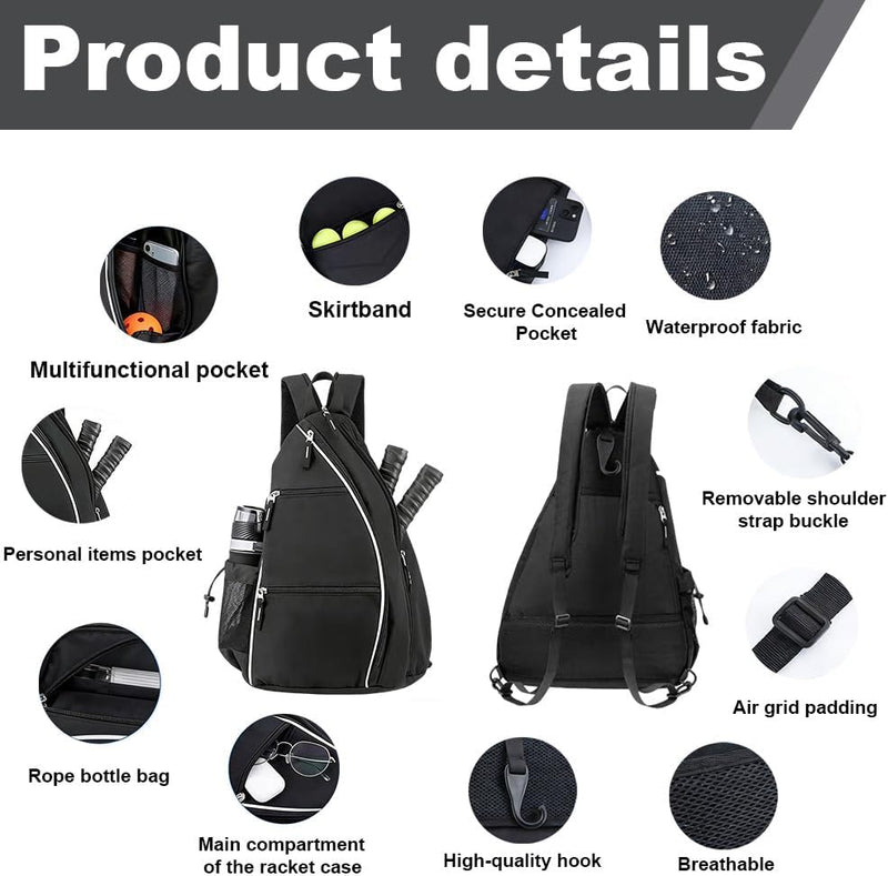 Chargez l'image dans la visionneuse de la galerie, Pickleball tas met meerdere vakken zwart - happygetfit.com

