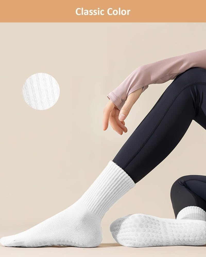 Laad afbeelding in Galerijviewer, Pilates antislip sokken dames 4 paar met siliconen grip – yoga sokken – fitness sokken - happygetfit.com
