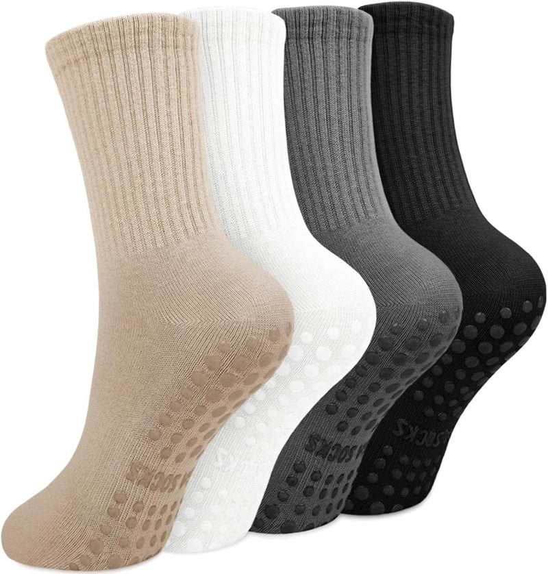 Laad afbeelding in Galerijviewer, Pilates antislip sokken dames 4 paar met siliconen grip – yoga sokken – fitness sokken - happygetfit.com
