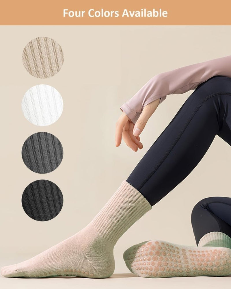 Laad afbeelding in Galerijviewer, Pilates antislip sokken dames 4 paar met siliconen grip – yoga sokken – fitness sokken - happygetfit.com
