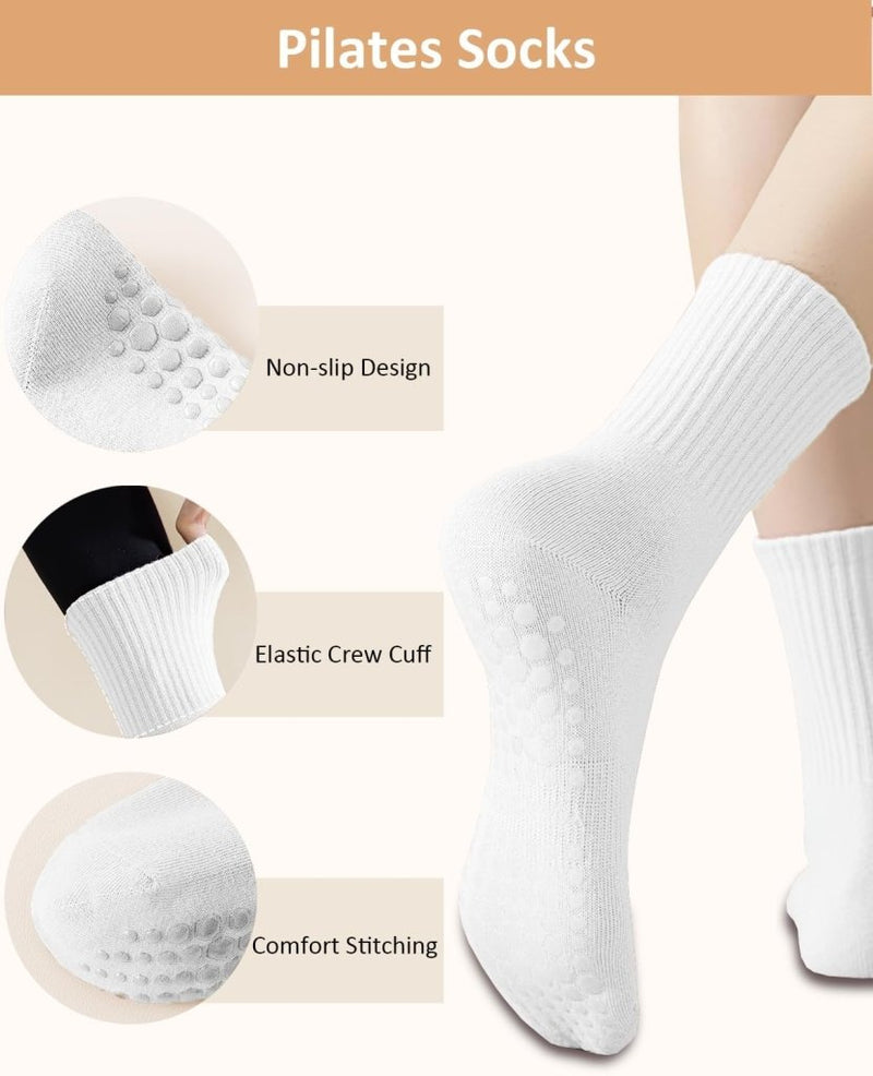 Laad afbeelding in Galerijviewer, Pilates antislip sokken dames 4 paar met siliconen grip – yoga sokken – fitness sokken - happygetfit.com
