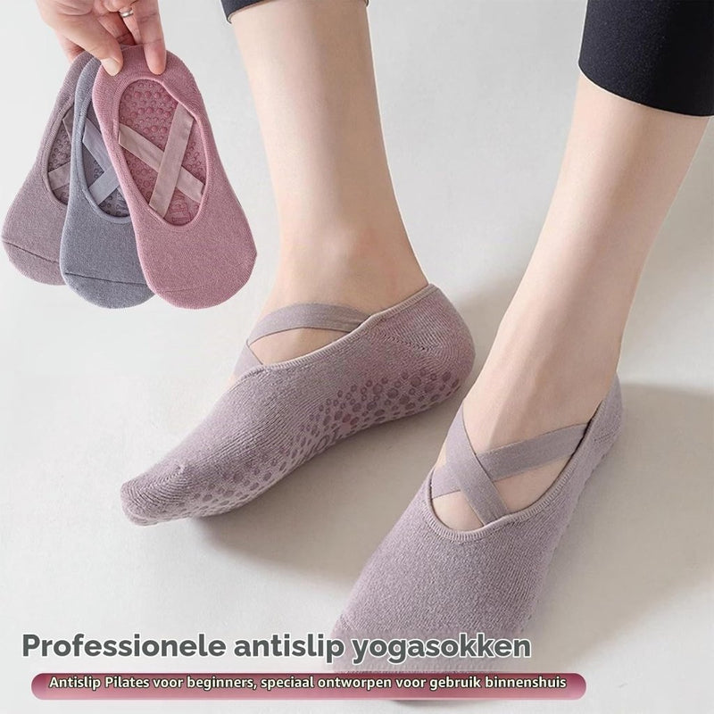 Carica immagine in Galleria Viewer, Pilates antislip sokken dames 5 paar met siliconen grip en kruisbanden – yoga sokken – fitness sokken - happygetfit.com
