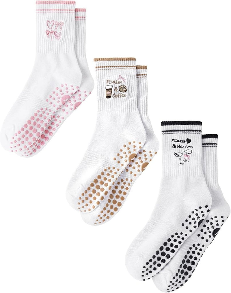Laad afbeelding in Galerijviewer, Pilates antislip sokken dames maat 36-40 met gripnoppen – yoga sokken – fitness sokken - happygetfit.com
