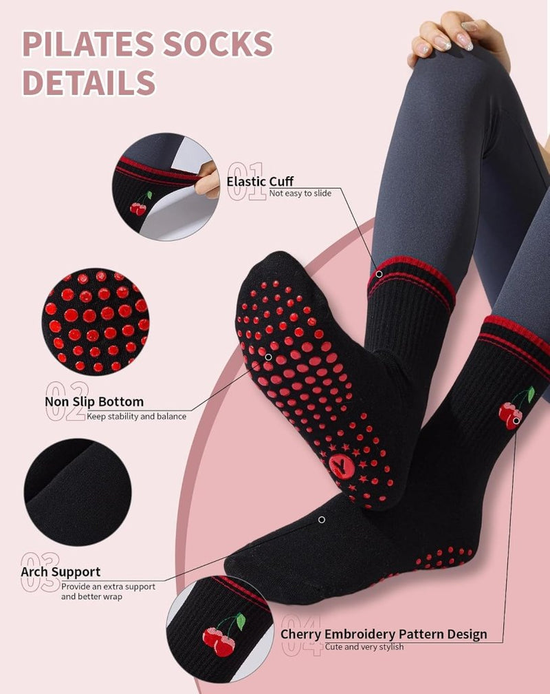 Laad afbeelding in Galerijviewer, Pilates antislip sokken dames maat 36-40 met gripnoppen – yoga sokken – fitness sokken - happygetfit.com
