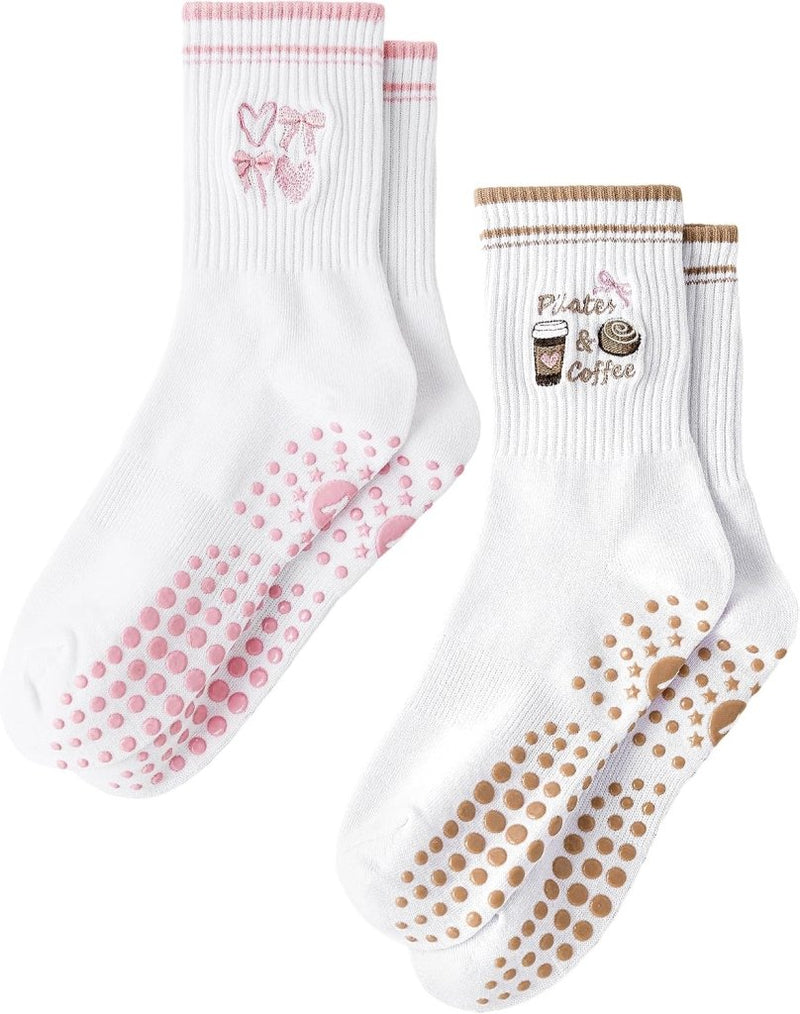Laad afbeelding in Galerijviewer, Pilates antislip sokken dames maat 36-40 met gripnoppen – yoga sokken – fitness sokken - happygetfit.com
