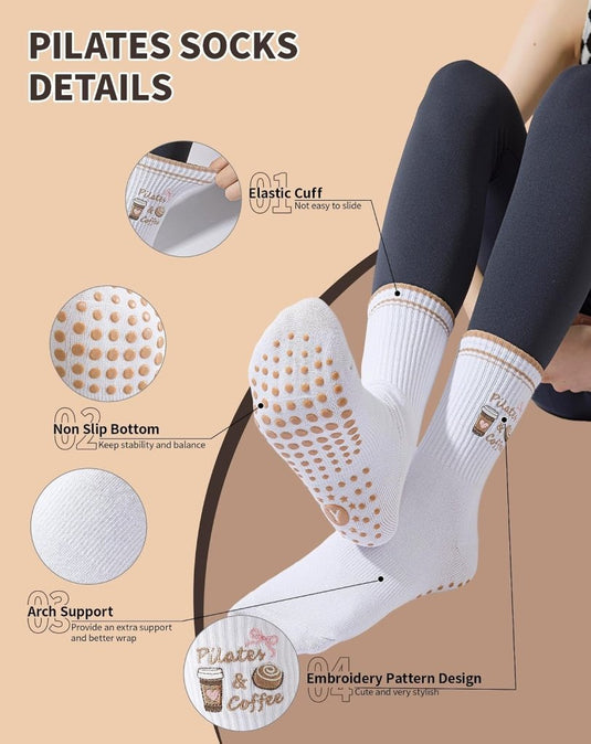 Pilates antislip sokken dames maat 36-40 met gripnoppen – yoga sokken – fitness sokken - happygetfit.com