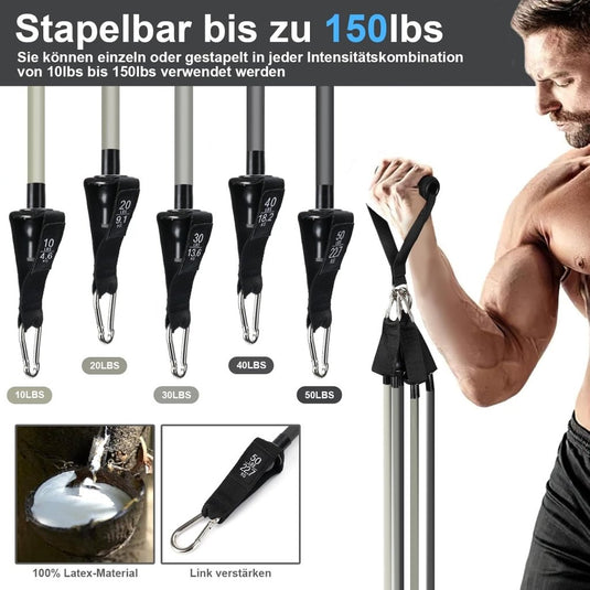 Pilates bar set met 5 weerstandsbanden en accessoires - happygetfit.com