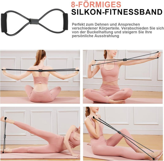 Pilates bar set met 5 weerstandsbanden en accessoires - happygetfit.com
