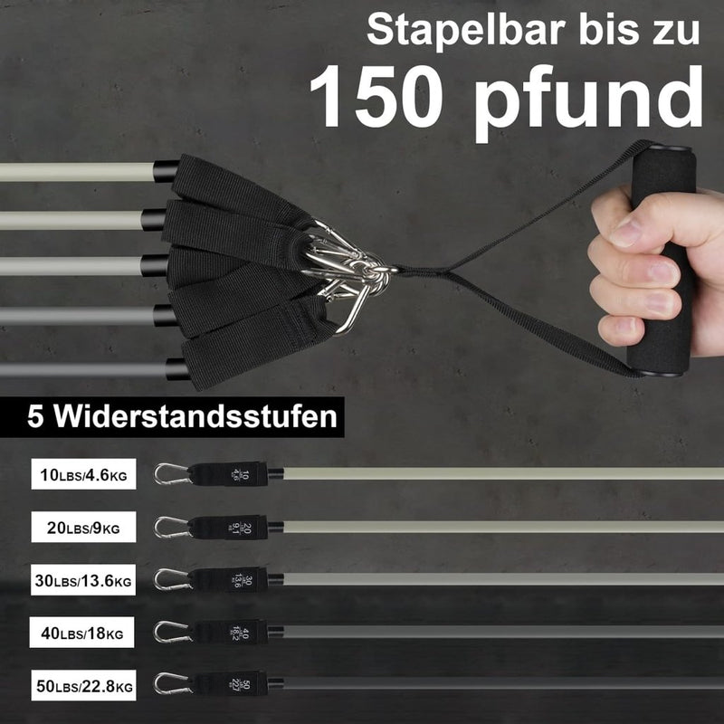 Load image into Gallery viewer, Pilates bar set met 5 weerstandsbanden en accessoires - happygetfit.com
