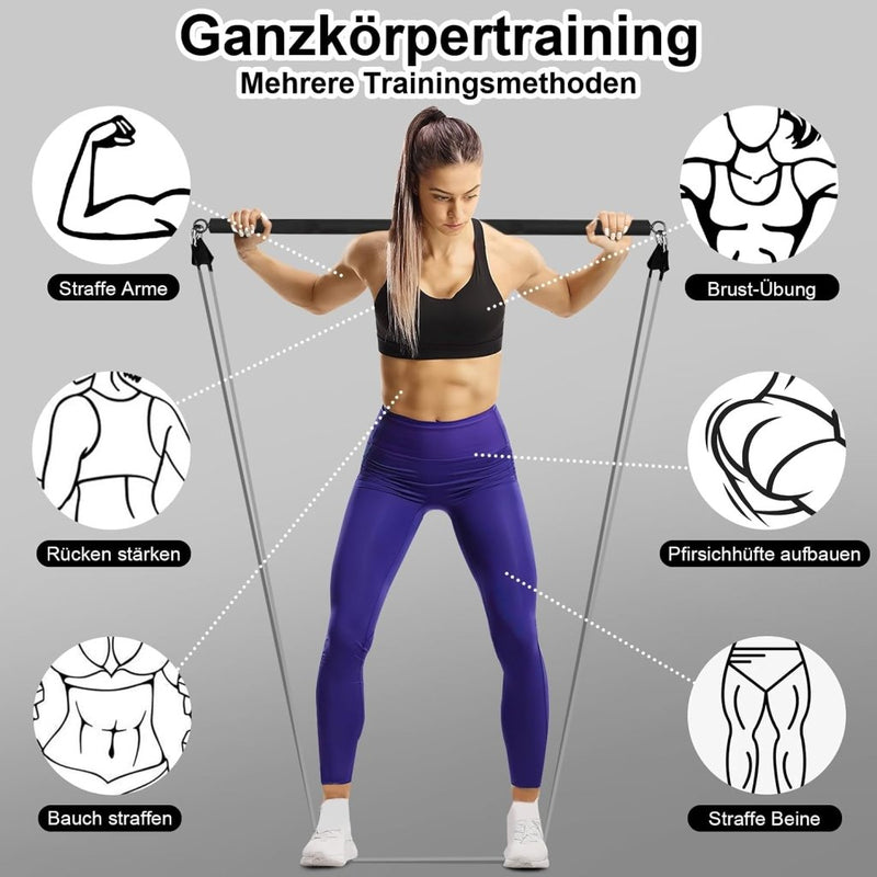 Load image into Gallery viewer, Pilates bar set met 5 weerstandsbanden en accessoires - happygetfit.com
