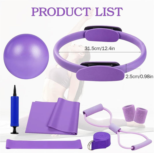 Pilates set voor thuis met ring, bal en weerstandsbanden - happygetfit.com