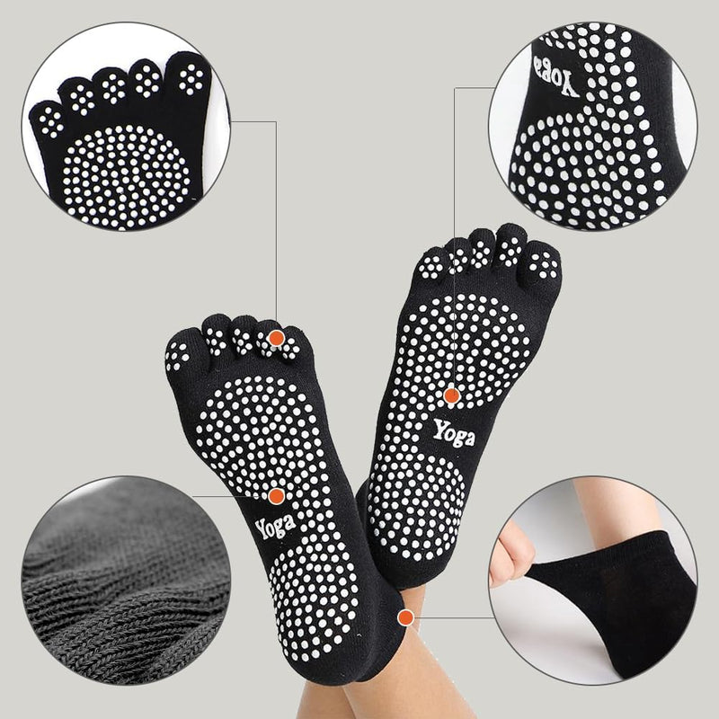 Chargez l'image dans la visionneuse de la galerie, Pilatessokken met tenen set van 2 paar antislip 41-43 - happygetfit.com
