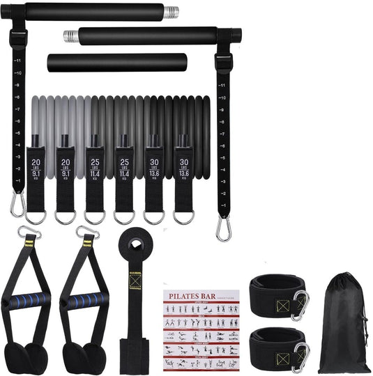 Pilatesstang set met 6 weerstandsbanden en deuranker - happygetfit.com