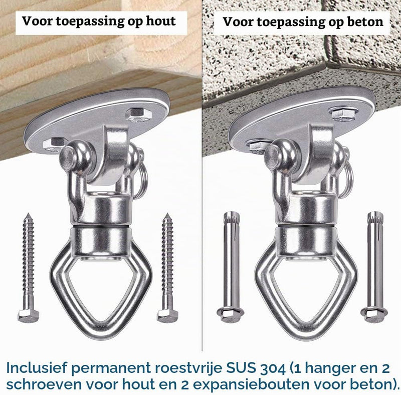 Laden Sie das Bild in Galerie -Viewer, Plafond ophangbeugel van roestvrij staal met gesloten U-ring voor schommels en hangmatten – plafondhaak – bokszakbevestiging - happygetfit.com
