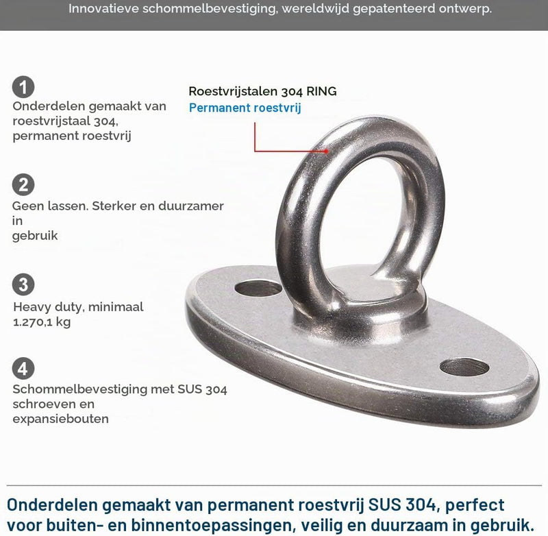 Laden Sie das Bild in Galerie -Viewer, Plafond ophangbeugel van roestvrij staal met gesloten U-ring voor schommels en hangmatten – plafondhaak – bokszakbevestiging - happygetfit.com
