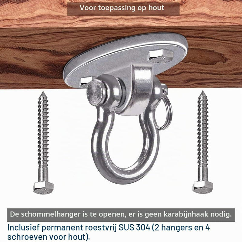 Laden Sie das Bild in Galerie -Viewer, Plafond ophangbeugel van roestvrij staal met gesloten U-ring voor schommels en hangmatten – plafondhaak – bokszakbevestiging - happygetfit.com
