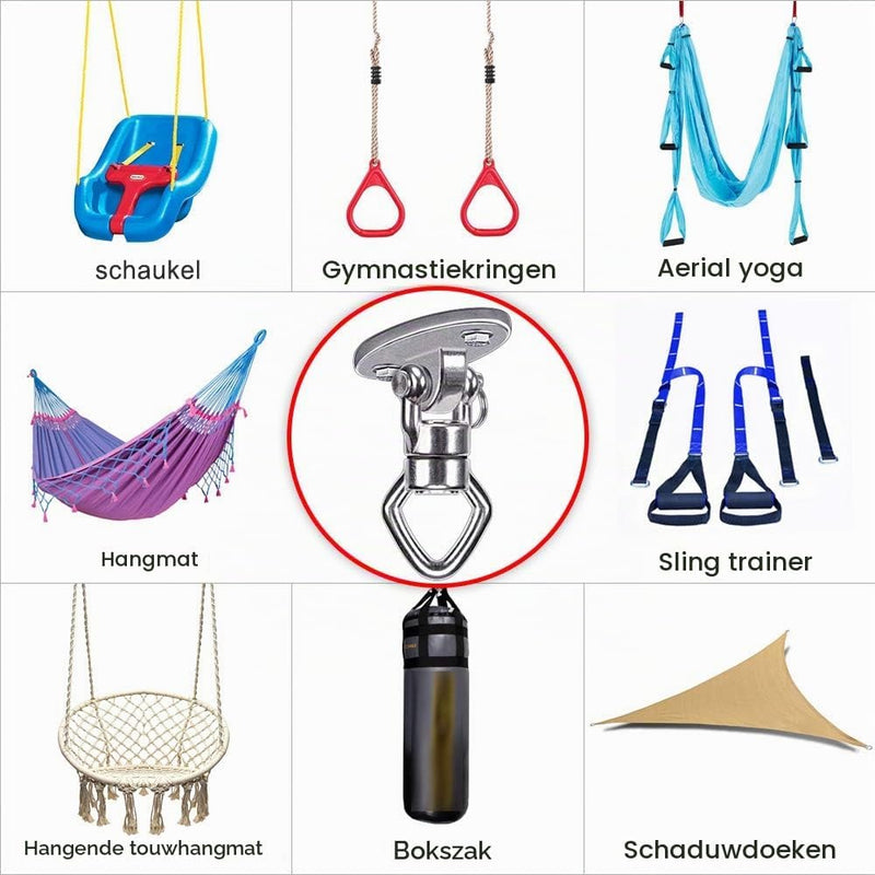 Laden Sie das Bild in Galerie -Viewer, Plafond ophangbeugel van roestvrij staal met gesloten U-ring voor schommels en hangmatten – plafondhaak – bokszakbevestiging - happygetfit.com
