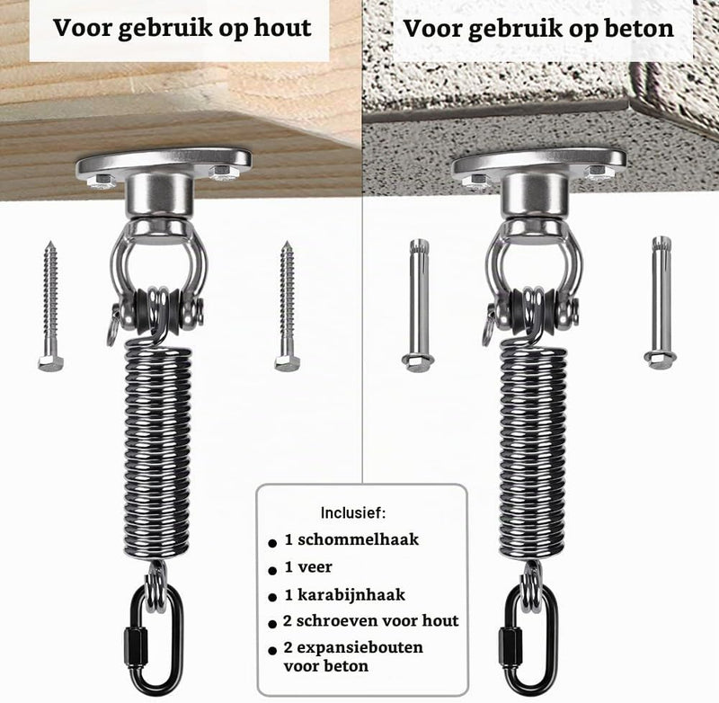 Laden Sie das Bild in Galerie -Viewer, Plafond ophangbeugel van roestvrij staal met gesloten U-ring voor schommels en hangmatten – plafondhaak – bokszakbevestiging - happygetfit.com

