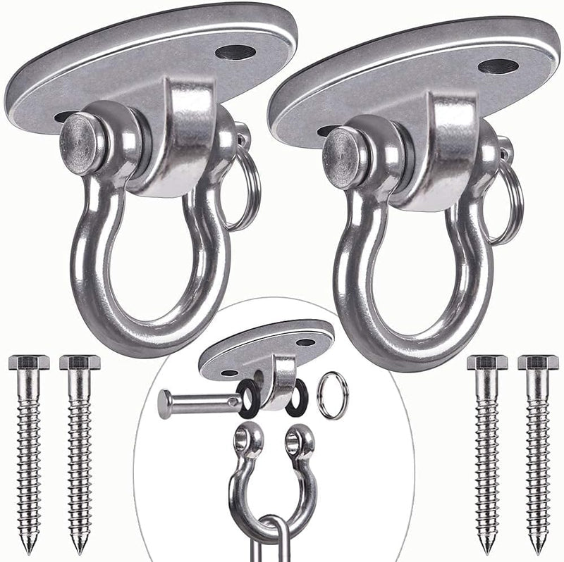 Laden Sie das Bild in Galerie -Viewer, Plafond ophangbeugel van roestvrij staal met gesloten U-ring voor schommels en hangmatten – plafondhaak – bokszakbevestiging - happygetfit.com
