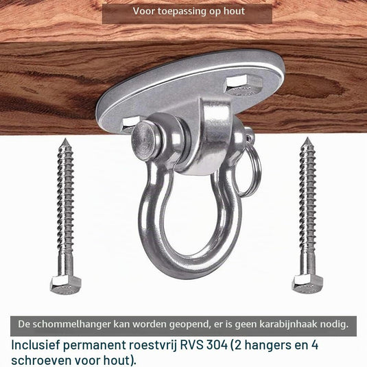 Plafond ophangbeugel van roestvrij staal met gesloten U-ring voor schommels en hangmatten – plafondhaak – bokszakbevestiging - happygetfit.com