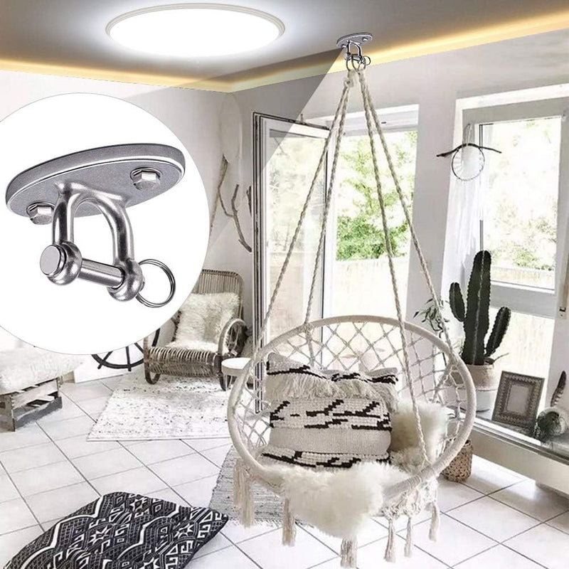 Laden Sie das Bild in Galerie -Viewer, Plafond ophangbeugel van roestvrij staal met gesloten U-ring voor schommels en hangmatten – plafondhaak – bokszakbevestiging - happygetfit.com
