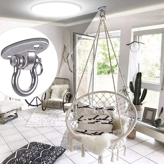 Plafond ophangbeugel van roestvrij staal met gesloten U-ring voor schommels en hangmatten – plafondhaak – bokszakbevestiging - happygetfit.com